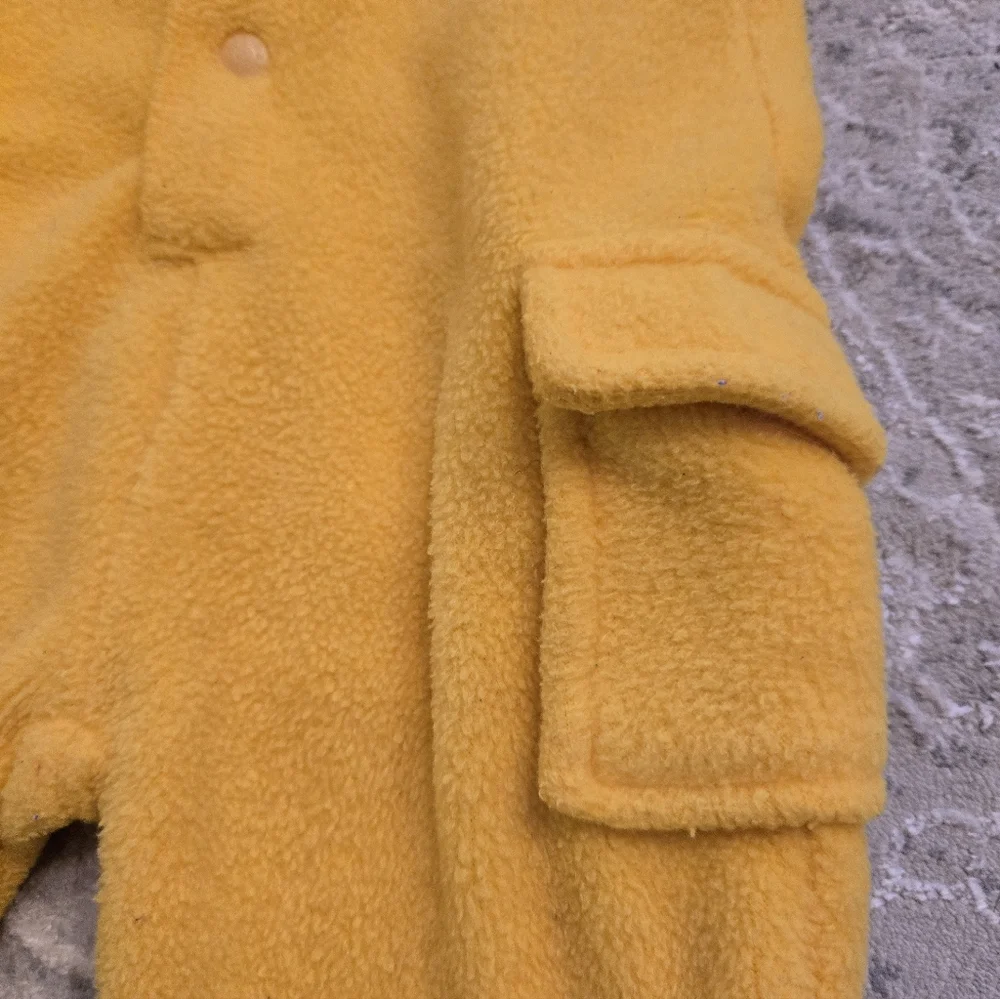 Vintage Y2k USA The Children's Place Yellow Fleece Cargo Pocket One Piece